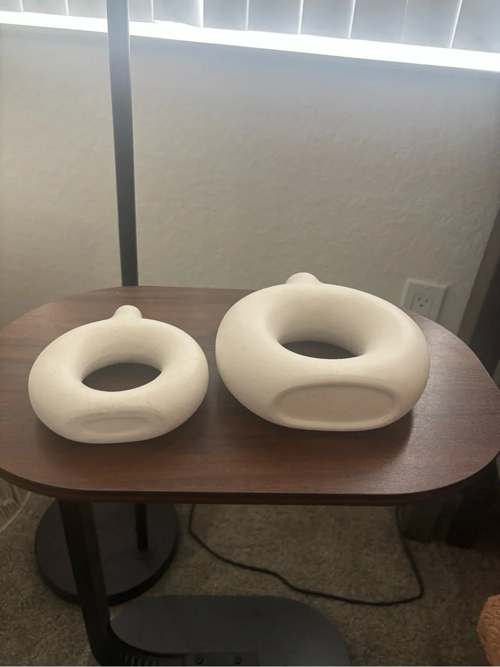 Neutral Cream Ring Ceramic Vase Set of 2 - Stylish Home Accents